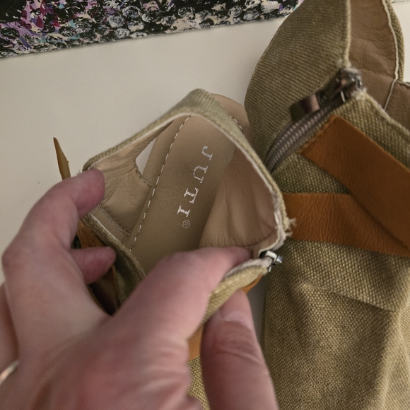 JUTI Tan Brown Sandals Ankle Shoes with Side Zipper Festival Fun Summer Size 7.5 - Picture 7 of 15